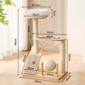2025 Solid Wood Cat <b>Tree</b> Tower Scratcher Capsule & Scratch Resistance Cat Climbing Frame Sisal Material Cat <b>House</b> Container - Product Image 5
