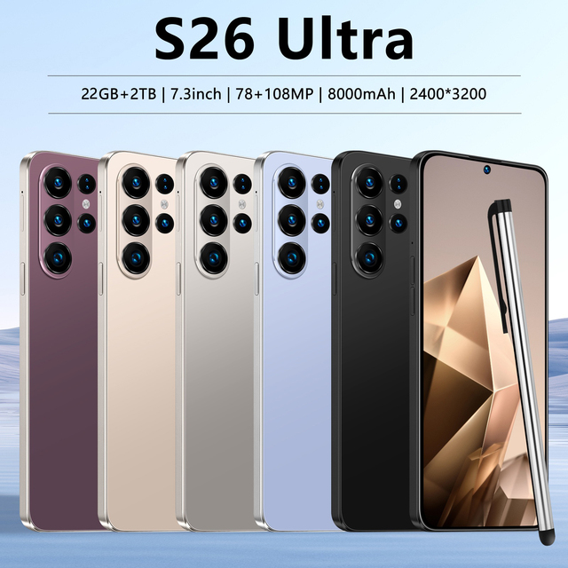22GB+2TB S26 Ultra Smart Phone Intelligent Full Display Android 15 7.3 Inch Big Screen Gaming S26 Ultra Mobile Cell Smart Phone