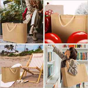 กระเป๋าผ้ากระสอบแบบเรียบสำหรับงานแต่งงาน ของขวัญสำหรับเพื่อนเจ้าสาว ของชำร่วยงานปาร์ตี้ ของขวัญช้อปปิ้งชายหาด  ขายส่งออนไลน์ - Product Image 5