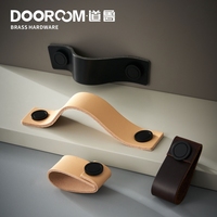 Dooroom pegangan furnitur kuningan anti-tabrakan lapisan pertama kulit sapi asli Nordic lemari pakaian Modern lemari kabinet kenop