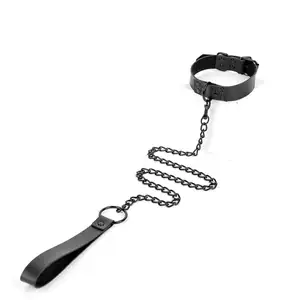 Kerah BDSM MOGlovers dengan tali pengikat seks untuk pasangan kulit pengekangan leher kerah kunci untuk Set tangan mainan seks
