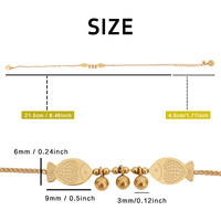 KINDLOVEHEART Pulsera Delgada Ajustable con Logotipo Personalizado, Chapada en Oro de 18K, Unisex, con Forma de Pez y Cadena de Cuentas Satélite, para Regalo Diario