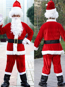 Noël 5pcs Deluxe Velours Adulte Père Noël Costume Femmes Père Noël Costume Ensemble Père Noël Costume pour Hommes - Product Image 5