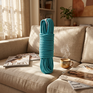 Cordon tressé turquoise à 8 brins en polyester, style simple, haute ténacité - Product Image 1