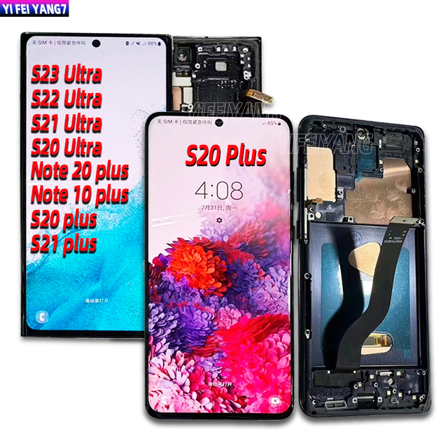 100% Oled Lcd Display Touch Screen Digitizer for Samsung Galaxy S21 S20 S22 S23 ultra Note 10 20 Plus LCD Replacement Parts