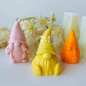J10-315 Molde de silicona para velas aromáticas de Navidad con diseño de anciano, adornos de yeso de enano sin rostro DIY, decoraciones, abrasivos - Product Image 4