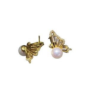 WENCHI 10735 22349DIY Clous d'oreille en argent S925 avec perles rondes 6-7mm, plateau vide, accessoires papillon pour bijoux en perles - Product Image 5