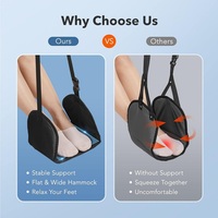 Repose-pieds portable réglable avec logo personnalisé, hamac pour les pieds, mousse à mémoire de forme, essentiel pour les voyages en avion, à la maison, au bureau