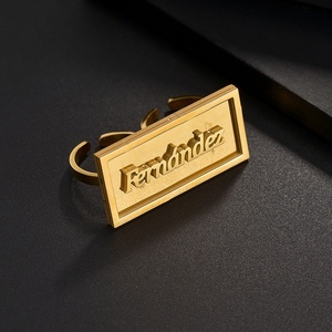 Conjunto de Anillos Geométricos de Latón Chapado en Oro, Anillo de Oro Moderno para Mujer, Joyería de Moda Diaria, Regalo - Product Image 3