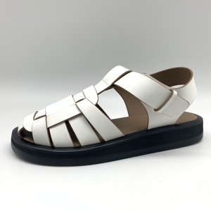 Zapatos romanos de plataforma plana para <span class=keywords><strong>mujer</strong></span>, Sandalia de pescador de cuero genuino con cierre de cinta mágica, <span class=keywords><strong>suela</strong></span> gruesa antideslizante, Gladiador - Product Image 4