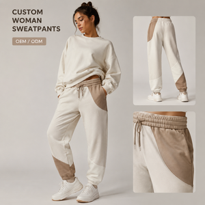 Custom <b>Women</b> Sweatpants Color Block Drawstring <b>Fleece</b> <b>Jogger</b> Pants With Side Pockets Private Label OEM ODM Manufacturer - Product Image 1