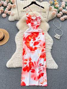 2024 verano <span class=keywords><strong>nuevo</strong></span> <span class=keywords><strong>Instagram</strong></span> moda y Sexy Correa colgante espalda abierta Slim Fit talla grande ropa de mujer vestidos para niñas - Product Image 4