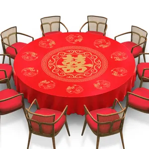 शादी के लिए नए स्टाइल का डिस्पोजेबल टेबल कवर, पार्टी के लिए प्लास्टिक टेबल कवर, हैवी ड्यूटी इको-फ्रेंड टेबल क्लॉथ लाल KS231219-01