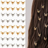 20 pinces à cheveux mini papillon dorées en métal ajourées, style doux et élégant, texture simple et raffinée