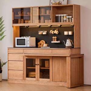 Aparador de Madera Maciza con Puertas de Vidrio y Compartimentos de Almacenamiento para Sala de Estar, Mueble Multifuncional - Product Image 1