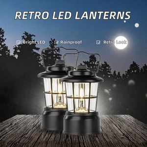 Retro LED Lantern Battery-<b>Powered</b> Emergency Lantern Water Resistant Bright Warm White LED Metal Indoor/Outdoor Use Tents - Product Image 2