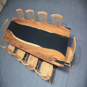 Mesa de comedor moderna, <span class=keywords><strong>resina</strong></span> epoxi negra, nueces de Río, <span class=keywords><strong>encimera</strong></span> de madera - Product Image 6