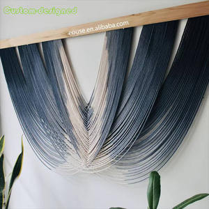 Tinte azul rame colgante de pared borla larga Boho decoración del hogar DIY grande moderno Dip teñido cordón de algodón cortina tapiz - Product Image 3