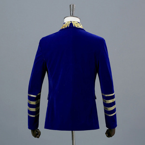 Blazer Utility da uomo ricamo abito in tessuto doppio seno Blazer maschile velluto festa da sera vestito da sera - Product Image 6