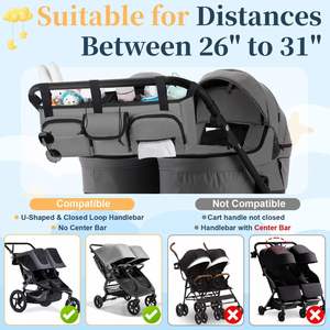 Organisateur de poussette double hautement compatible, sac de rangement isotherme portable en nylon imperméable et toile résistante à l'eau pour bébé - Product Image 2