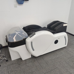 Kisen Fauteuil de lavage moderne de luxe blanc personnalisable avec logo, avec bac à shampoing et fonction de lavage de la nuque par fumigation pour salon de coiffure - Product Image 1