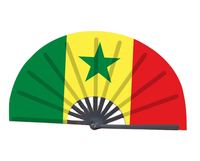 Éventail pliant en bambou personnalisé avec drapeau national du Sénégal pour les événements de football Afcon et les festivals culturels