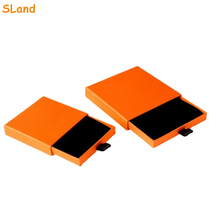 Sland Groothandel Oranje Kleur En Lade Stijl Kist Custom Sieraden Dozen Met Logo Verpakking Diy Voor Ketting Armband Oorbellen