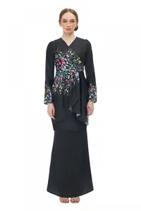 Moda tradizionale abbigliamento musulmano Abaya Baju Kurung Kebaya in Chiffon direttamente dalla Malesia