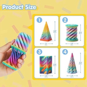 Jouet anti-stress en plastique couleur pastel imprimé en 3D, modèle flexible en spirale conique, pyramide impossible à traverser, modèle 02 unisexe - Product Image 4