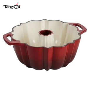 Molde para hornear de hierro fundido esmaltado con diseño moderno, antiadherente, para pasteles Bundt, Pound Cake, Monkey Bread y pasteles tubulares con motivos florales vintage, para uso doméstico. - Product Image 1