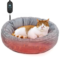 Lit pour chat rond chauffant en fausse fourrure, amovible et lavable, préservation de la chaleur, style personnalisable, utilisation en intérieur
