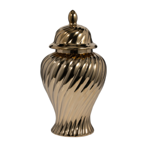 Vaso Scultoreo in Ceramica con Coperchio per Arredamento Casa, Soggiorno, Camera da Letto, Esposizione su Tavolo - Product Image 1