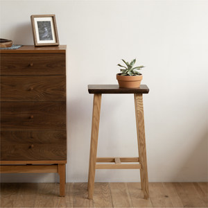 Tabouret de bar minimaliste moderne en bois massif YJ, double hauteur, repose-pieds, usage domestique, chêne rouge, noyer noir, modèle YJ005 - Product Image 5