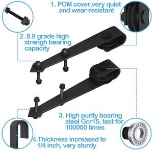 WEKIS Quincaillerie de porte coulissante double à battants en acier robuste noir avec finition satinée thermolaquée, fournie par l'usine - Product Image 2