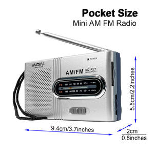 Compact Factory Silver Portable AM FM Two Band Radio with Built In Speaker Lanyard Design Pocket Size Outdoor Home Radio - Product Image 4