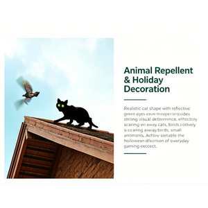 Statue de chat répulsive pour oiseaux <span class=keywords><strong>en</strong></span> métal, écologique, personnalisée, noire, pour maison, porche, garage, avec crochet de suspension, étanche, anti-parasites - Product Image 3