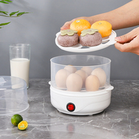 Cuiseur à œufs électrique automatique compact double couche multifonction, cuiseur vapeur silencieux et écologique avec arrêt automatique, pour 1 à 6 œufs