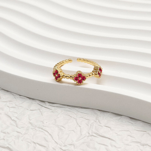 Alla moda oro placcato gemma di gioielli di colore brillante zircone cubico decorato a forma di cuore regolabile anelli per le donne - Product Image 5