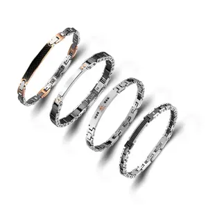 Custom Logo Ceramic Trending Luxury Fashion Jewellery for Homme Adjusted Blank Stainless Steel Bracelet Men