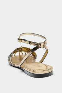 ZA 2026 Nouvelle Collection Printemps-Été Chaussures <span class=keywords><strong>Femme</strong></span> à Bout Rond Plaqué Métal Talon <span class=keywords><strong>Plat</strong></span> Doublure PU CN Sandales à Bride Arrière 11652710091-40 - Product Image 2