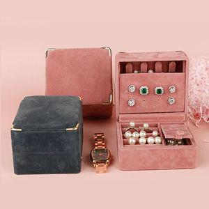 Cute <b>Velvet</b> Acrylic High End Display Jewellery Travel Paper Fashion Recycled <b>Storage</b> Bag Jewelry Packaging <b>Box</b> With Beads Mirror - Product Image 3