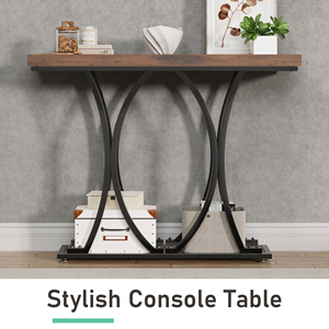 Rustic Brown <strong>Console</strong> <strong>Table</strong> with X-Shaped Base Entryway Foyer <strong>Table</strong> for <strong>Hallway</strong> Entryway - Product Image 4