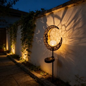 Solar Moon Garden <b>Light</b> <b>Led</b> Outdoor Decorative Stake Water Resistant Solar Powered Patio Lawn Lighting - Product Image 3