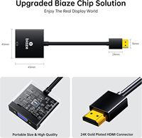 Biaze Adaptor HDMI ke VGA Bahan ABS Baru untuk Audio 3.5mm & Daya USB 1080P Laptop TV Box PS4 Monitor & Proyektor