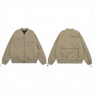 Chaqueta Bomber de Invierno Personalizada para Hombre, con Forro Polar, Cierre de Cremallera, Estilo Casual, Holgada, Sin Cuello, Servicio OEM, Ecológica, Resistente al Viento - Product Image 4