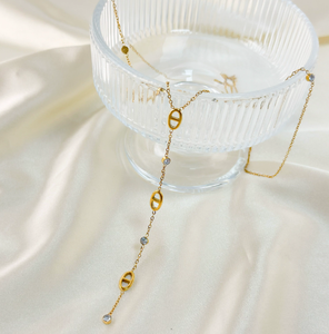Collar de Acero Inoxidable con Borla de Nariz de Cerdo Estilo Clásico, Chapado en Oro de 18k, Exquisito Collar de Clavícula para Mujer - Product Image 3