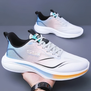 Chaussures de course à lacets pour hommes, en maille respirante, ultra légères, décontractées, semelle souple, absorbant les chocs, antidérapantes, printemps-été - Product Image 1