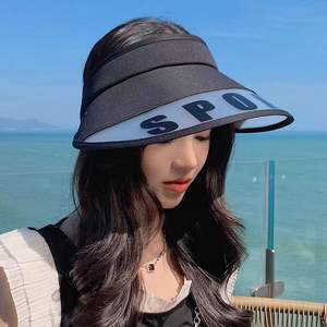 Visera de Sol de Ala Ancha, Color Morado Claro, Poliéster Transpirable, Protección Solar, Sombrero de Playa para Verano, Plegable, Estilo Deportivo - Product Image 3