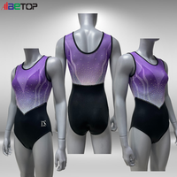 Justaucorps de gymnastique et de danse pour filles, personnalisés, élégants, avec strass, sans manches