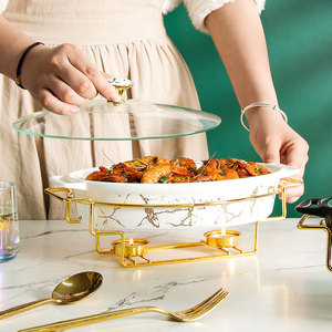 Casserole <span class=keywords><strong>rectangulaire</strong></span> nordique en céramique à double poignée, compatible gaz/induction, avec couvercle, pour la maison, la restauration et le chauffage en hôtel - Product Image 3